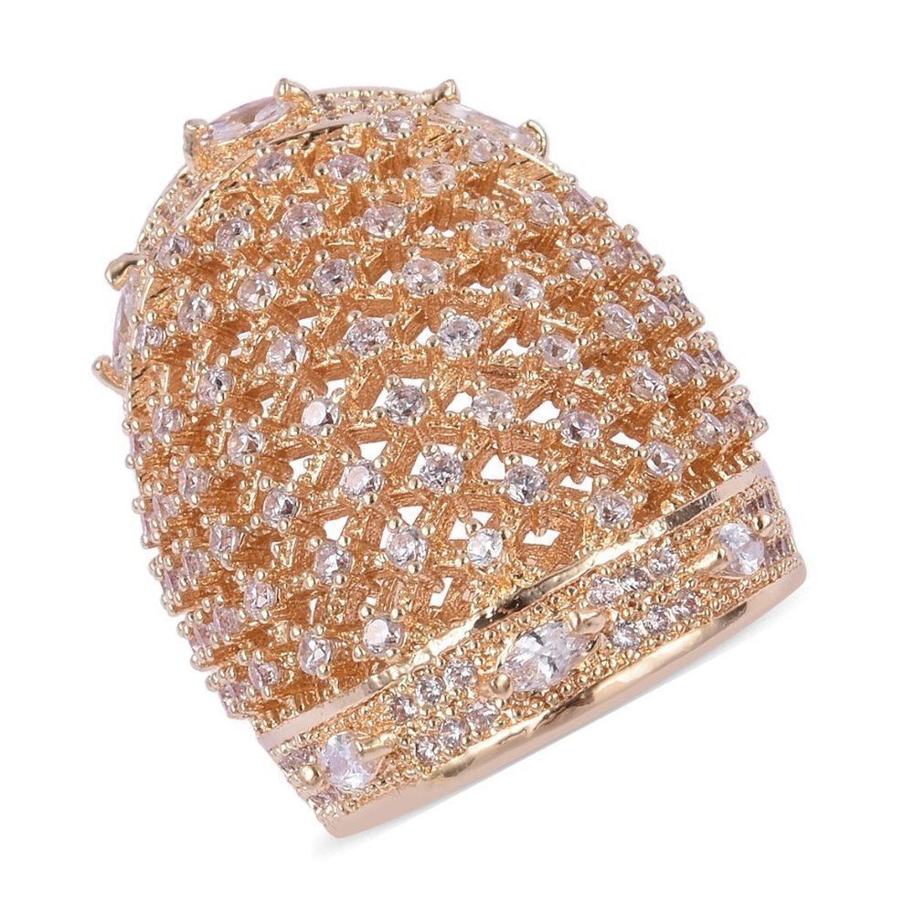 Simulated White Diamond Ring Goldtone